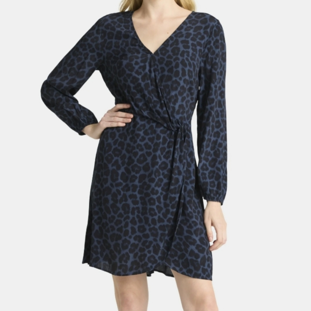 Time and Tru Women's Size S (4-6) Wrap Mini Dress Rustic Blue NWT